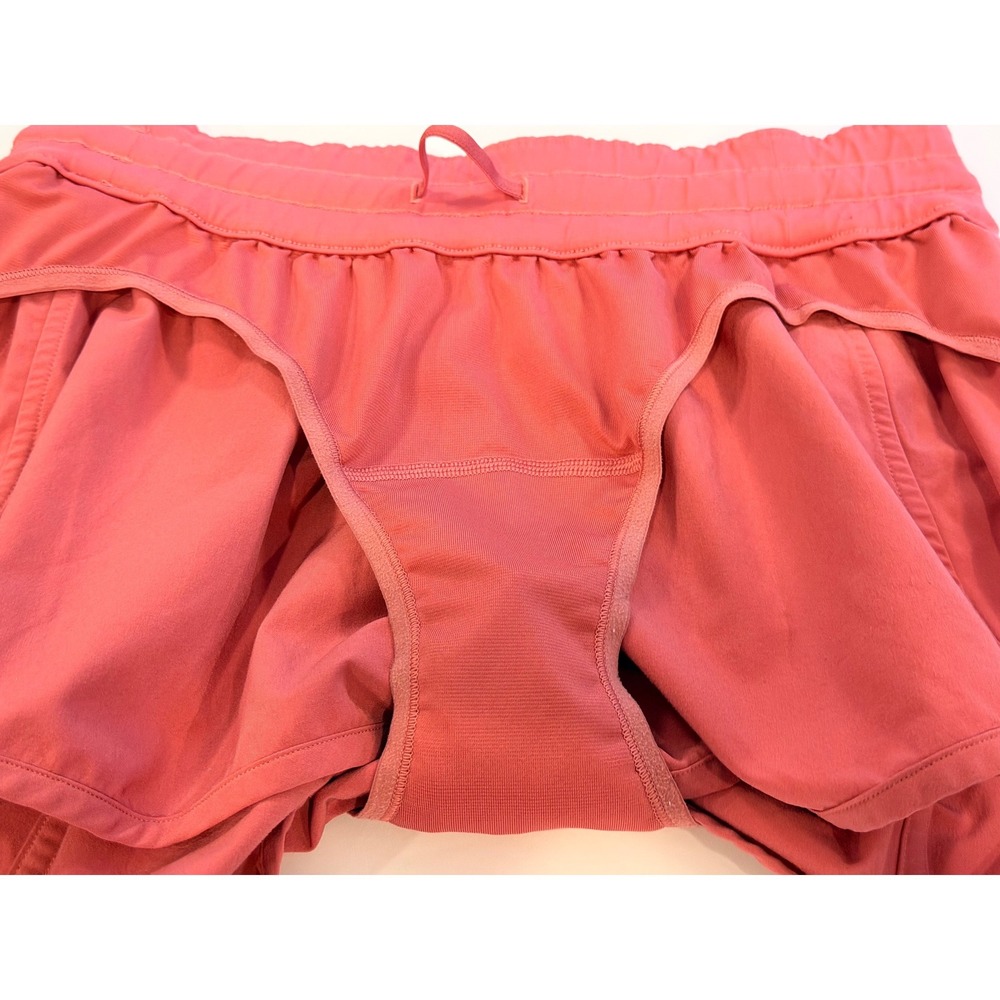 Lululemon Hotty Hot Running Shorts Womens 8 Coral Pink Lined Zip Pocket - Picture 9 of 11